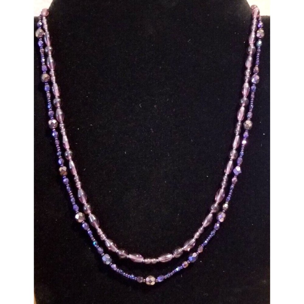 **Lot 2 Antique Art Deco AB Amethyst Glass Necklaces**